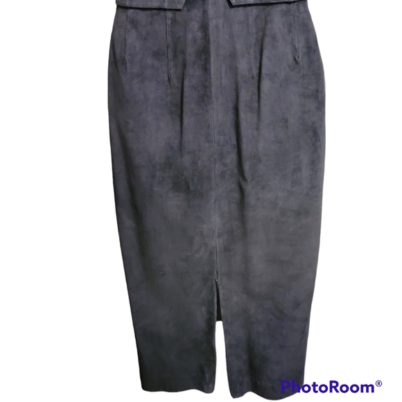 NWT Aldo 6 Suede Leather Dress Bodycon Black/Dark Purple with Satin Bow ab Waist - Picture 13 of 14